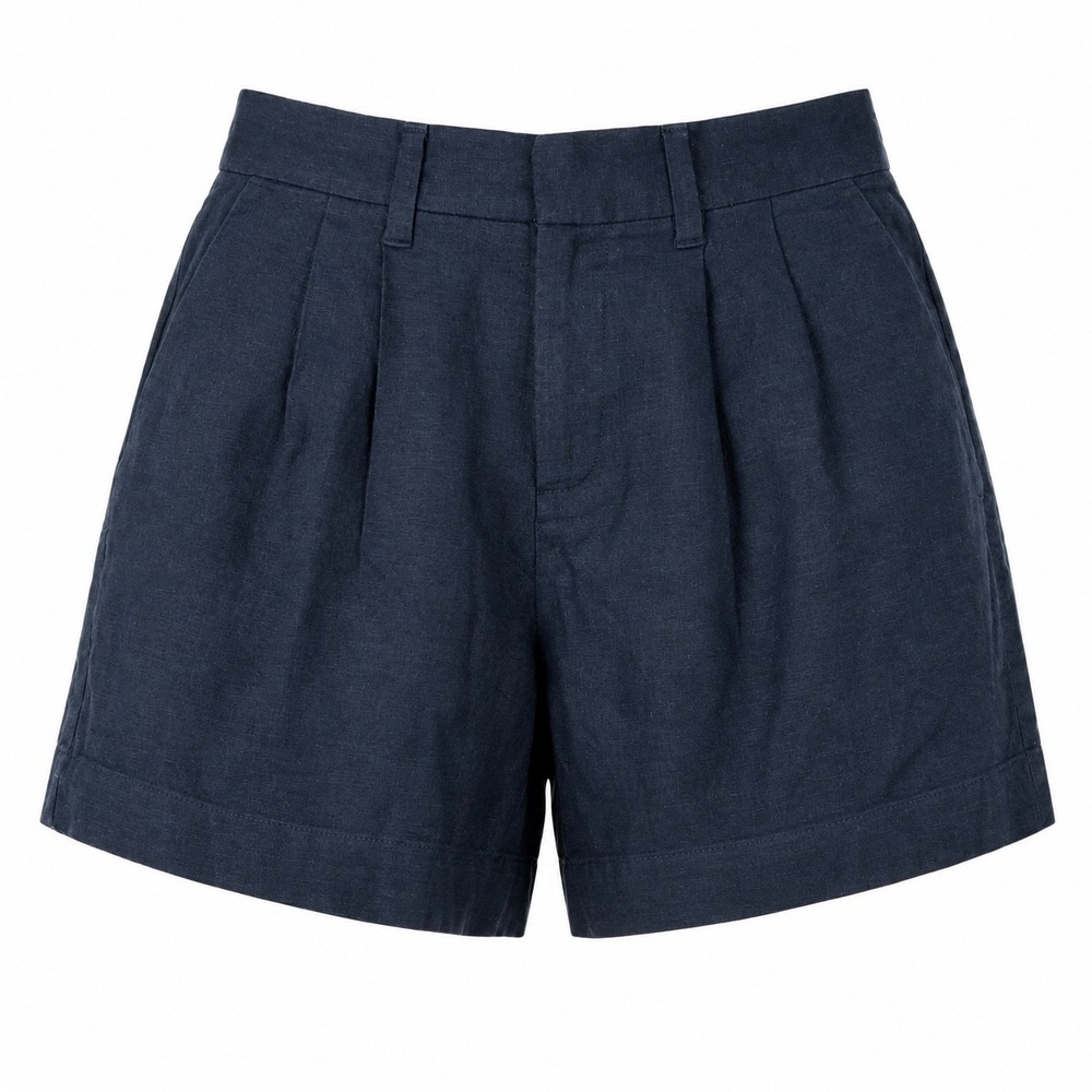 Express Womens Shorts 8 Linen Black Pleated High Rise Coastal Preppy Summer